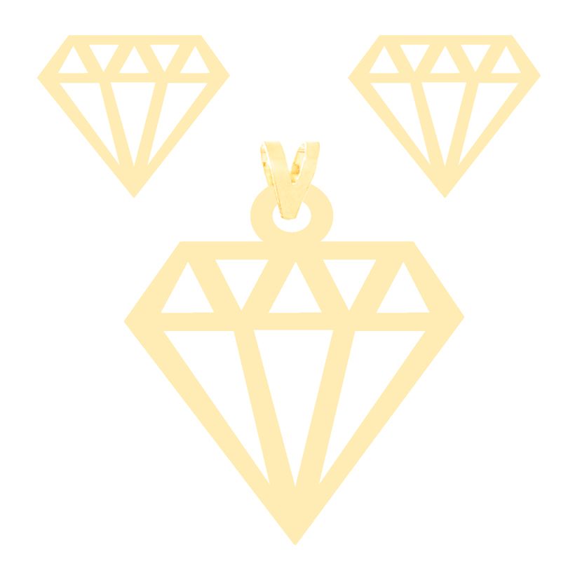 نیم ست طلا 18 عیار زنانه کرابو طرح الماس مدل Kr8071 -  - 1