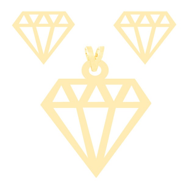 نیم ست طلا 18 عیار زنانه کرابو طرح الماس مدل Kr8071