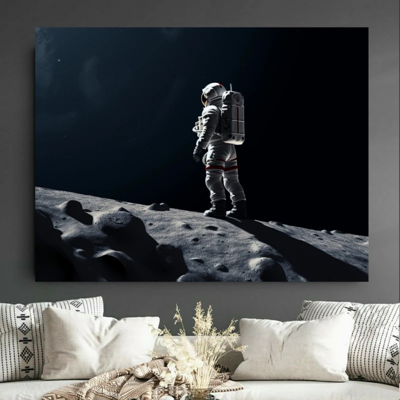 تابلو بوم طرح مخمل فضانورد مدل ماه کد GR1528