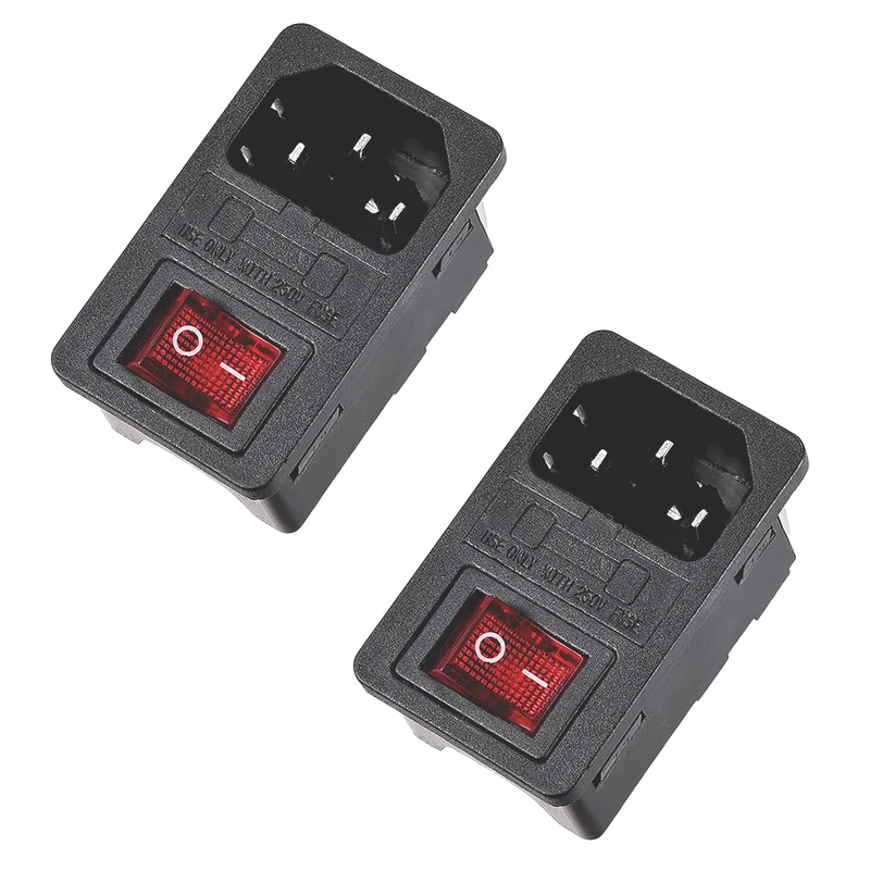 سوکت پاور روپنلی مدل کلیددار و فیوزدار کد C14 بسته 2 عددی