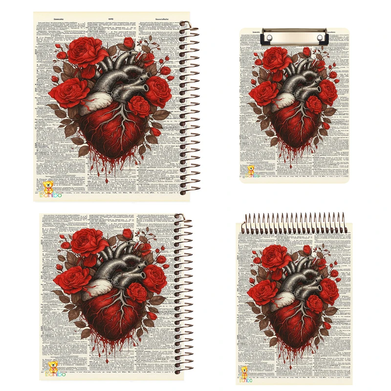 دفتر 100 برگ بانیبو مدل قلب  کد 2743 به همراه تخته شاسی بسته 4 عددی