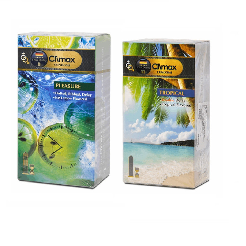 کاندوم کلایمکس مدل Pleasure بسته 12 عددی به همراه کاندوم کلایمکس مدل Tropical بسته 12 عددی کاندوم کلایمکس مدل Pleasure بسته 12 عددی به همراه کاندوم کلایمکس مدل Tropical بسته 12 عددی