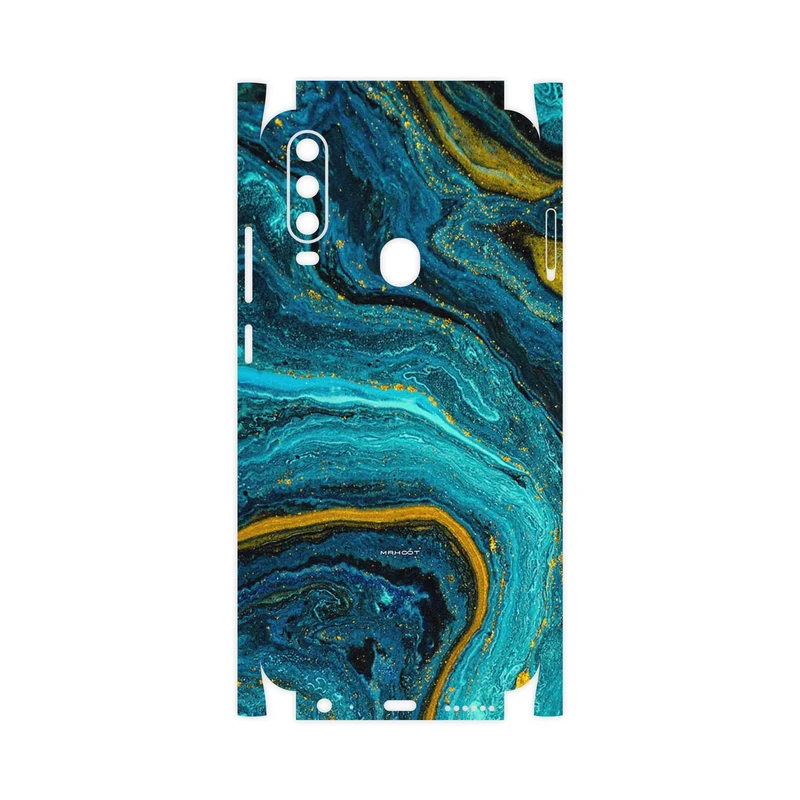 برچسب پوششی ماهوت مدل Turquoise marblewith golden streaks-FullSkin مناسب برای گوشی موبایل جی ال ایکس Shahin 2