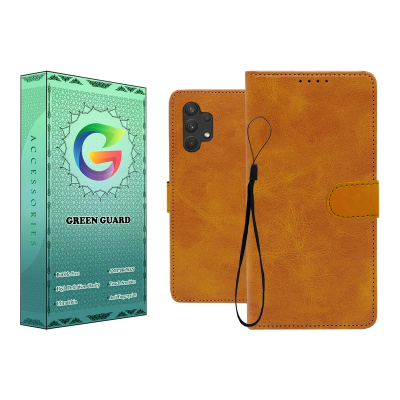 کیف کلاسوری گرین گارد طرح چرمی مدل Landing مناسب برای گوشی موبایل سامسونگ Galaxy A32 4G به همراه بند آویز