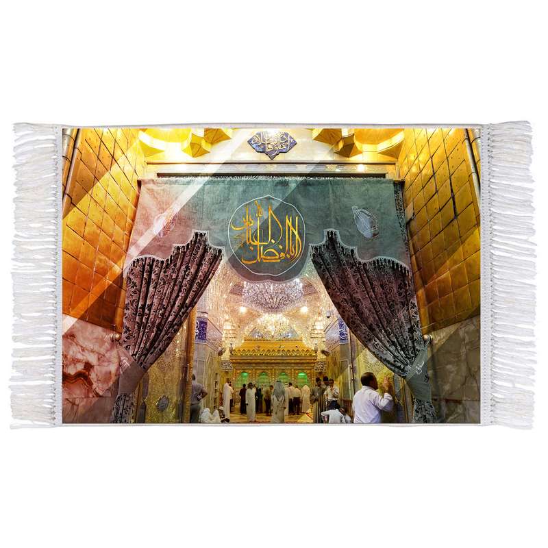 فرش ماشینی دیوارکوب اطلس آبی مدل اباالفضل عباس کد T4619 