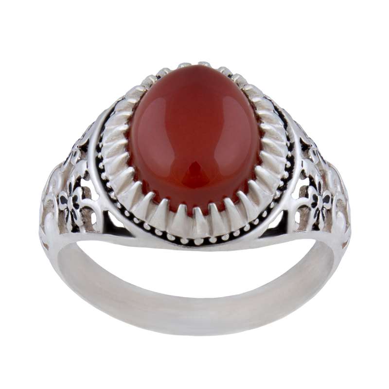 انگشتر نقره مردانه مدل سنگ عقیق رکاب سیلندری گد AM_046