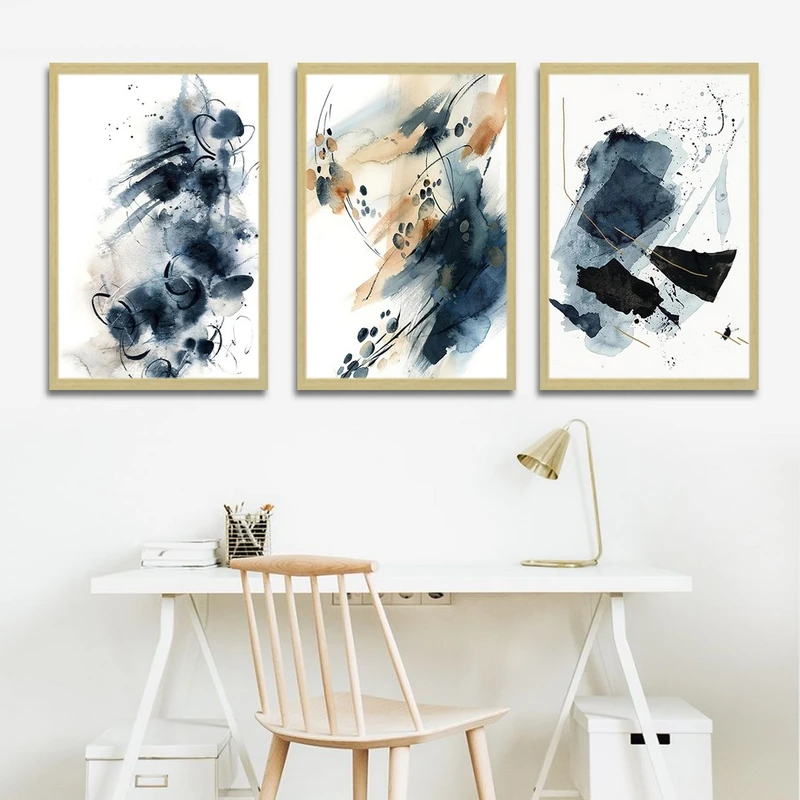 تابلو بکلیت طرح نقاشی مدرن مدل شاین اکلیلی BE-1481 مجموعه 3 عددی