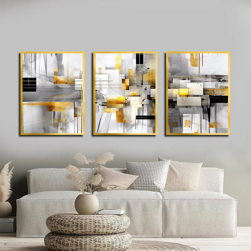تابلو بکلیت طرح نقاشی انتزاعی مدل T-3131 مجموعه 3 عددی