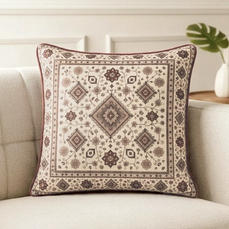 کاور کوسن مدل نقش طرح کاشانه سایز 42x42 سانتی متر