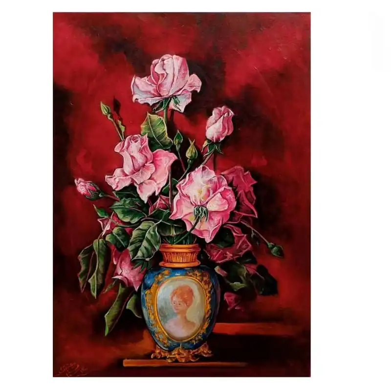 تابلو نقاشی رنگ روغن مدل گل رز ورسای