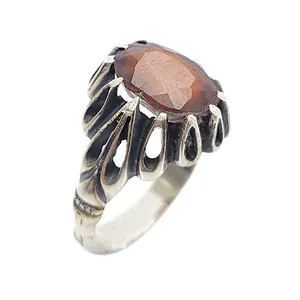 انگشتر نقره مردانه مدل گارنت آفریقایی کد 5949846