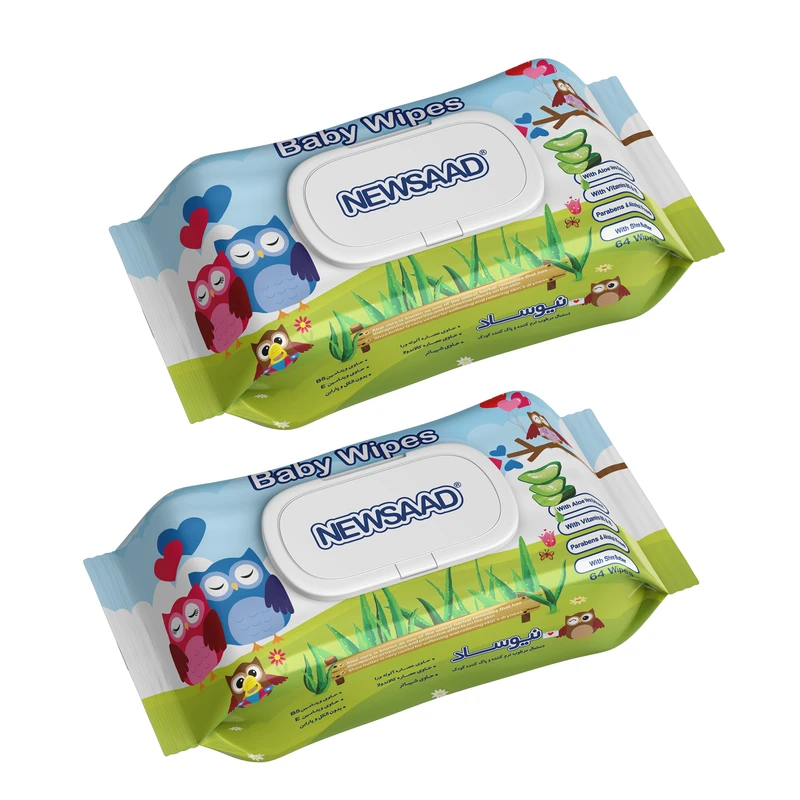 دستمال مرطوب کودک نیوساد مدل Happu Owl دو بسته 64 عددی