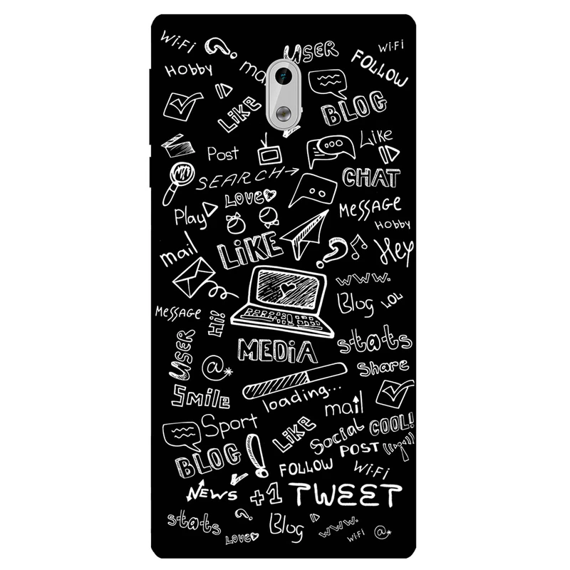 کاور مگافون طرح رسانه های اجتماعی مدل 1898 مناسب برای گوشی موبایل نوکیا 3     