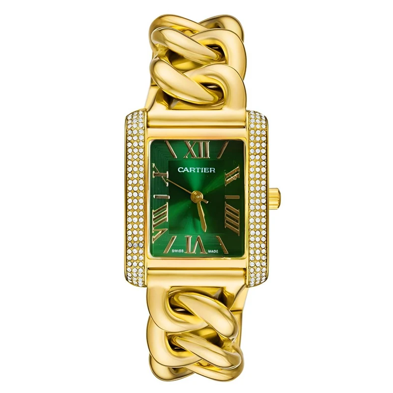 ساعت مچی عقربه‌ای کوارتز زنانه مدل زنجیری دورنگین کد 107