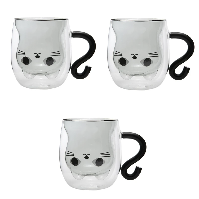  لیوان طرح دو جداره مدل گربه کد 1369n 100 بسته سه عددی