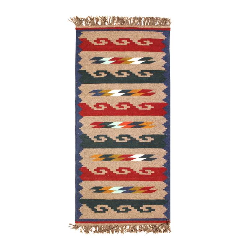 گلیم دستبافت کناره طول دو متر مدل قشقایی کد GH99066