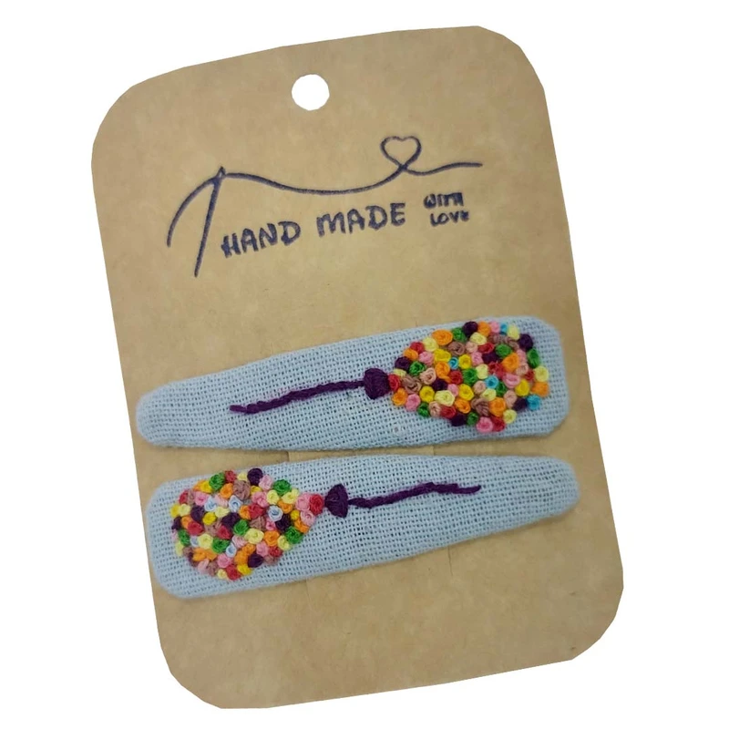 گیره مو زنانه مدل تق تق گلدوزی پردیس