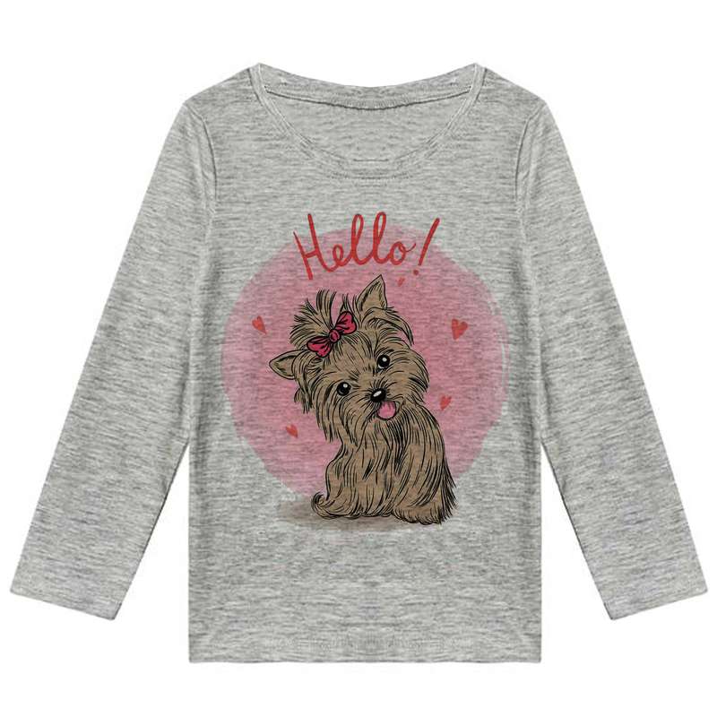 تی شرت آستین بلند دخترانه مدل سگ F142