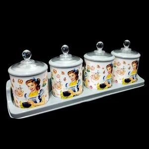 ست جای ادویه 4 پارچه طرح لیدی