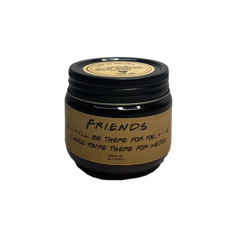 شمع دست ساز مدل شیشه ای طرح فرندز friends