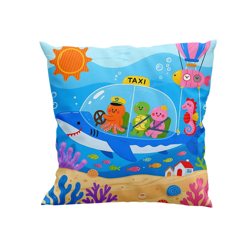 کوسن کودک پاد آفرین سایز 30*30 سانتی متر مدل حیوانات زیر دریا کد DKK1369