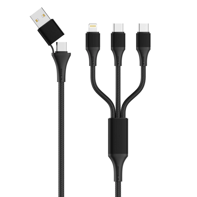 کابل تبدیل USB / USB-C به USB-C / لایتنینگ الدینیو مدل 3IN1 LC97uc طول 1.2 متر