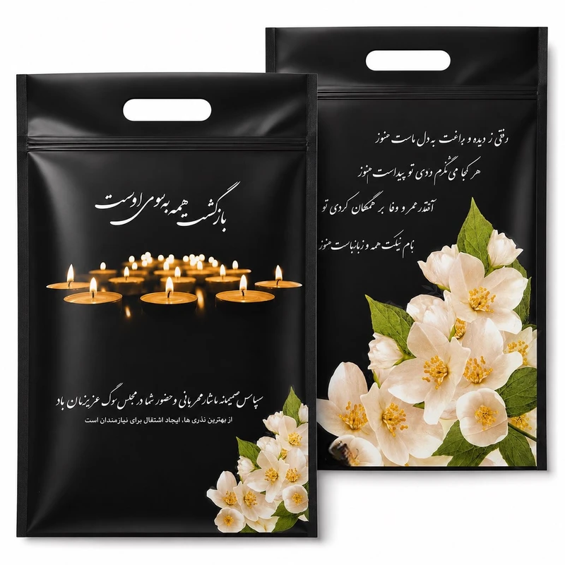 پاکت زیپ دار مزرعه شمال مدل ترحیم و خیرات لوکس بسته ۵۰ عددی