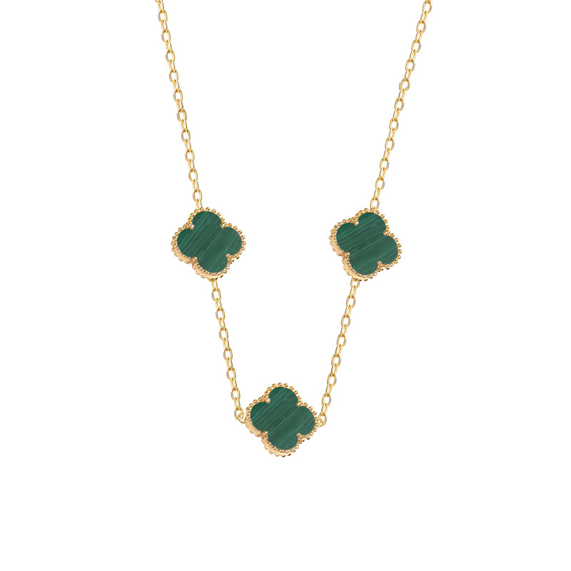 گردنبند طلا 18 عیار زنانه با طرح ونکلیف ماوی گالری مدل گل 3 تایی