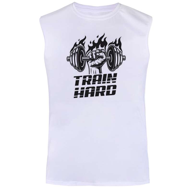 تاپ مردانه مدل بدنسازی  کد BA534  رنگ سفید