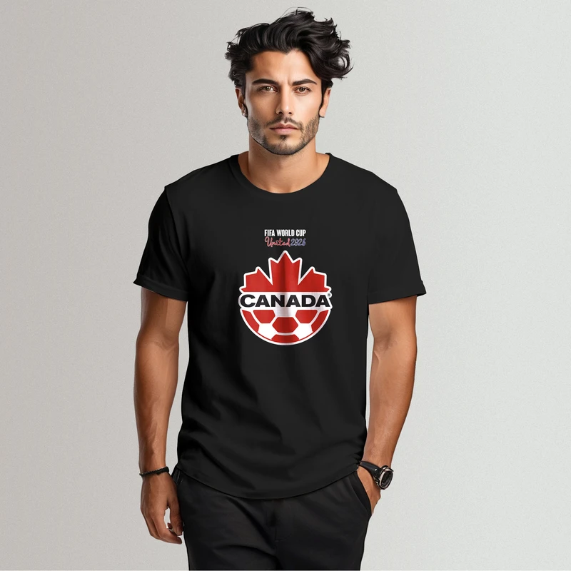 تی شرت آستین کوتاه مردانه مدل جام جهانی 2026 طرح تیم کانادا
