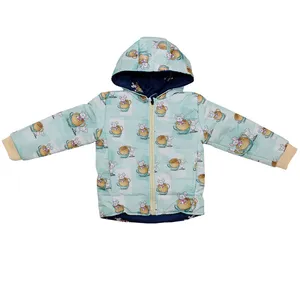 کاپشن دخترانه مدل ضدآب دورو طرح موش و فنجون