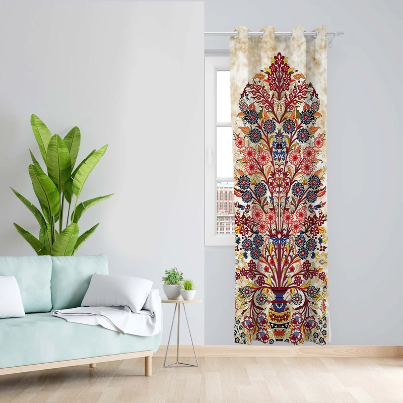 پرده طرح سنتی مدل مخمل پانچی کد 5319 z سایز 140x200 سانتی متر