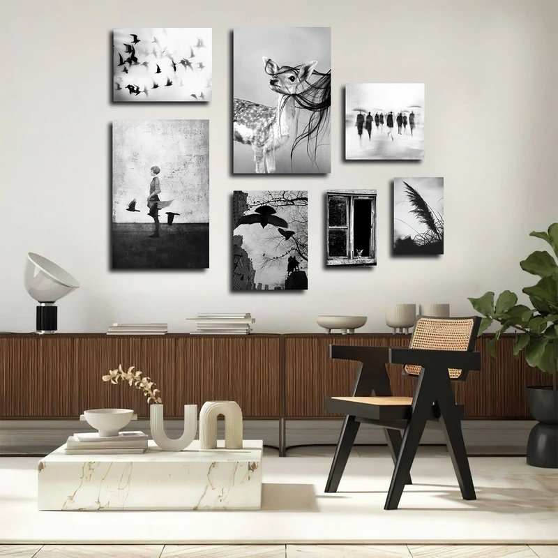 تابلو شاسی بکلیت طرح طبیعت و حیات وحش آهو مدل SH-2370 مجموعه 7 عددی