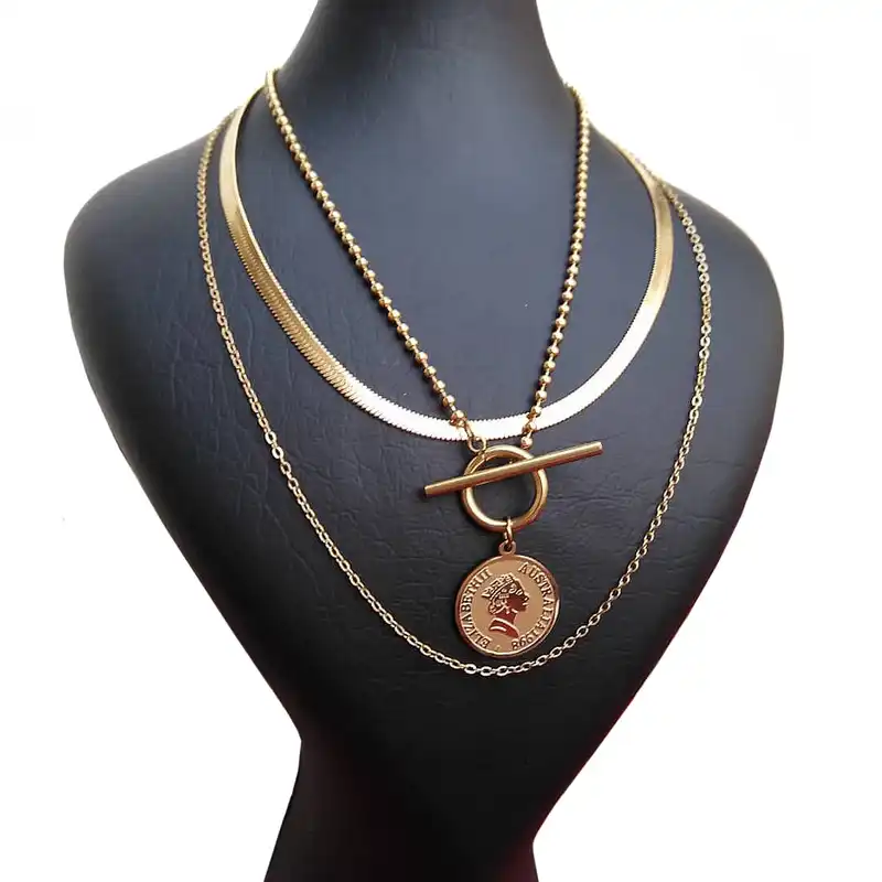 گردنبند زنانه مدل سه لاین الیزابت ماری