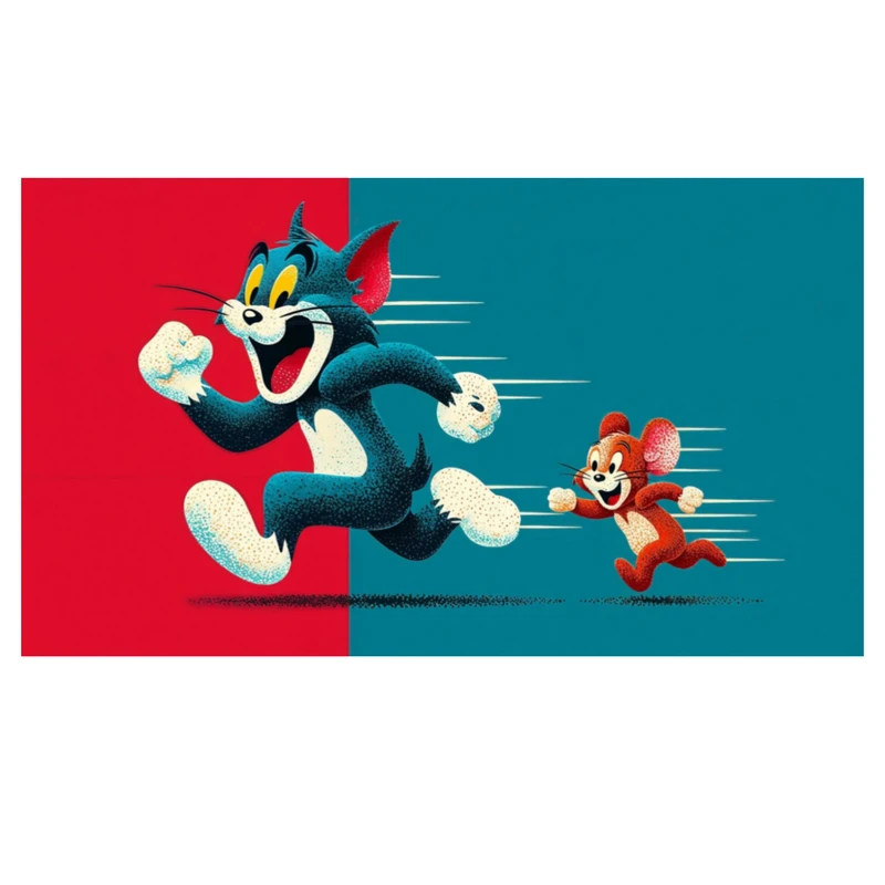 استیکر پارچه و لباس پاد آفرین مدل کارتونی تام و جری موش و گربه جذاب کد 1369