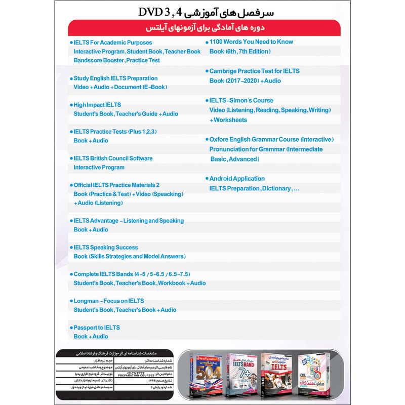 نرم افزار آموزش 504 لغت پر کاربرد زبان انگلیسی نشر پدیا سافت به همراه نرم افزار آموزش منابع جامع برای آمادگی در آزمون آیلتس IELTS