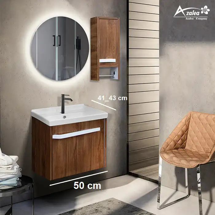 کابینت روشویی آزالیا مدل کایرا BC04 به همراه آینه بک لایت نوردار و باکس