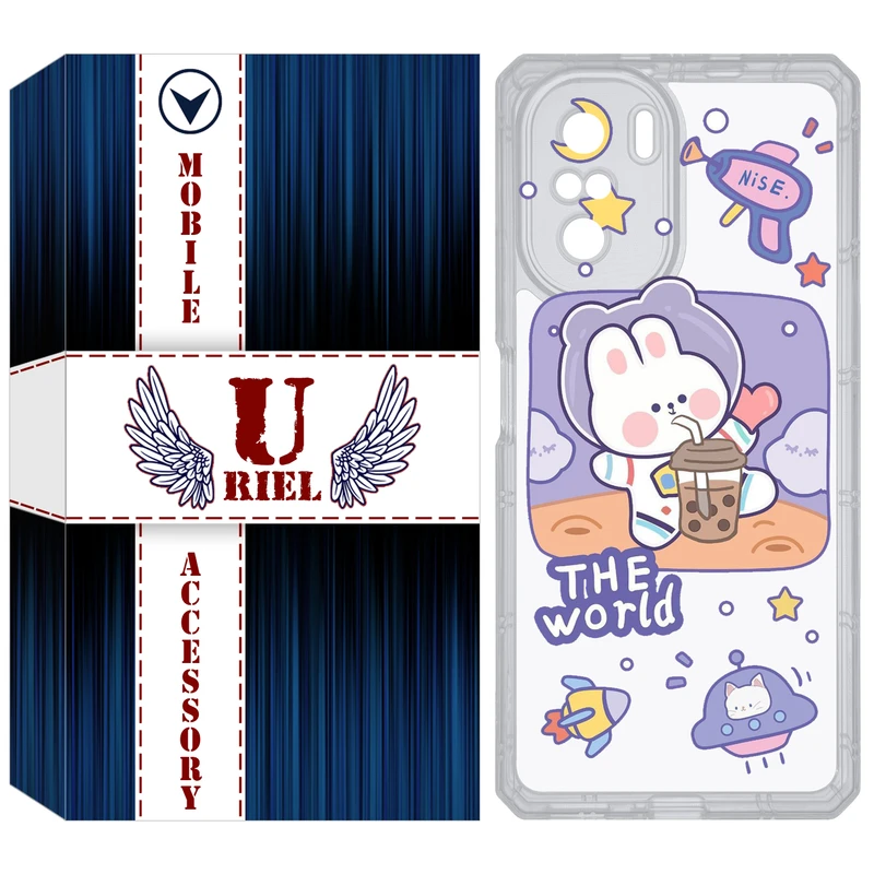 کاور یوریل قاب مدل Clear کد 8 طرح خرگوش فضانورد مناسب برای گوشی موبایل شیائومی Poco F3 / Redmi K40 / Mi 11i