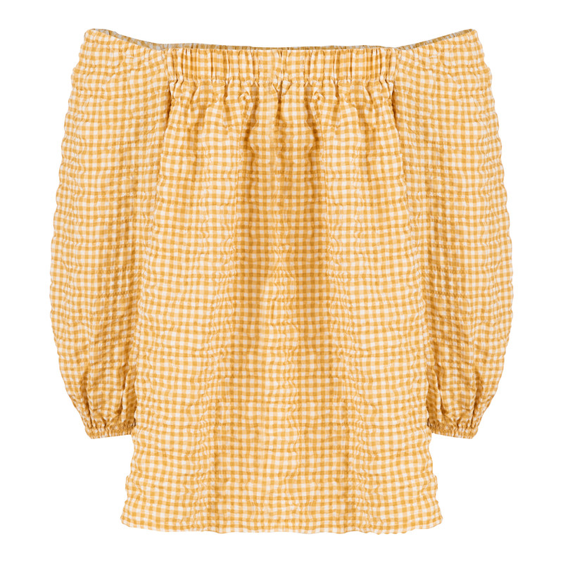 بلوز آستین سه ربع زنانه سرژه مدل 204545 یقه کش دار رنگ نارنجی