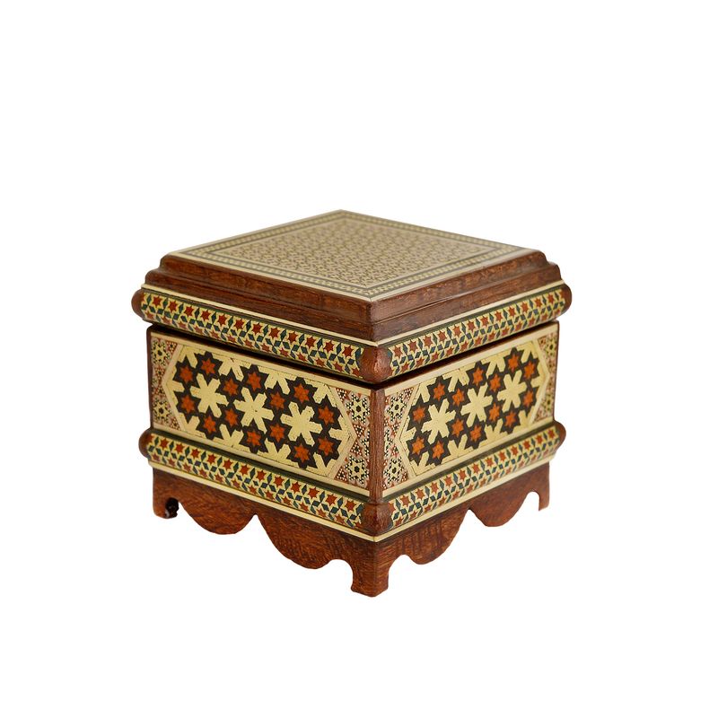 جعبه جواهرات خاتم کاری غلامی مدل مربع کد T500