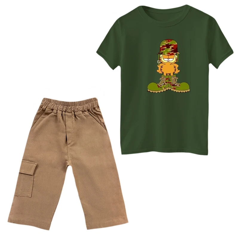 ست تی‌شرت و شلوارک پسرانه مدل گارفیلد کد 18