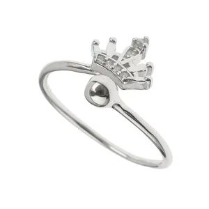 انگشتر نقره زنانه مدل تاج و گوی کد 478229