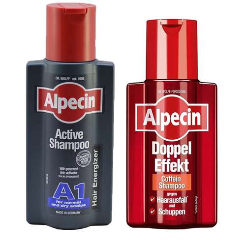 شامپو تقویت کننده و ضد ریزش مو آلپسین مدل Double Effect حجم 200 میلی لیتر به همراه شامپو آلپسین مدل A1 حجم 250 میلی لیتر