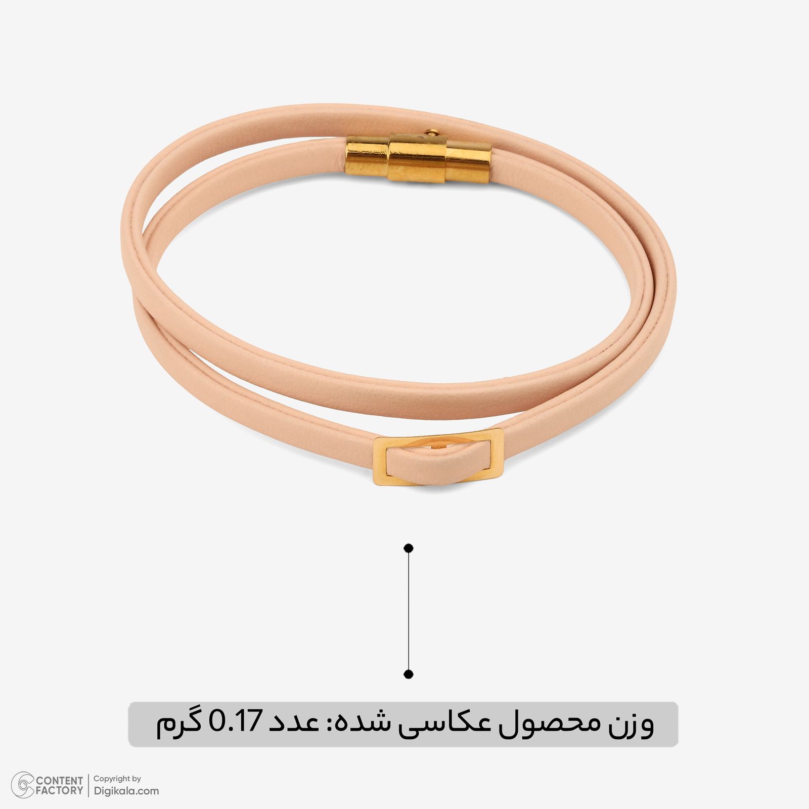 دستبند طلا 18 عیار زنانه با بند چرمی وی گالری مدل مستطیل کد LBB5573 -  - 8