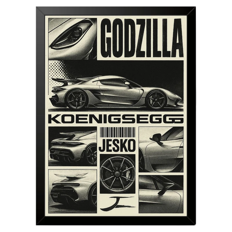 تابلو بکلیت طرح ماشین و خودرو Koenigsegg Jesko مدل b-po1615 فریم مشکی
