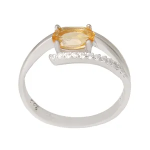 انگشتر نقره زنانه مدل سنگ سیترین تراش جواهری کد AWR_935