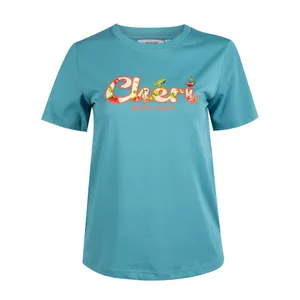 تی شرت آستین کوتاه زنانه جین وست مدل یقه گرد کد 1551223 رنگ آبی