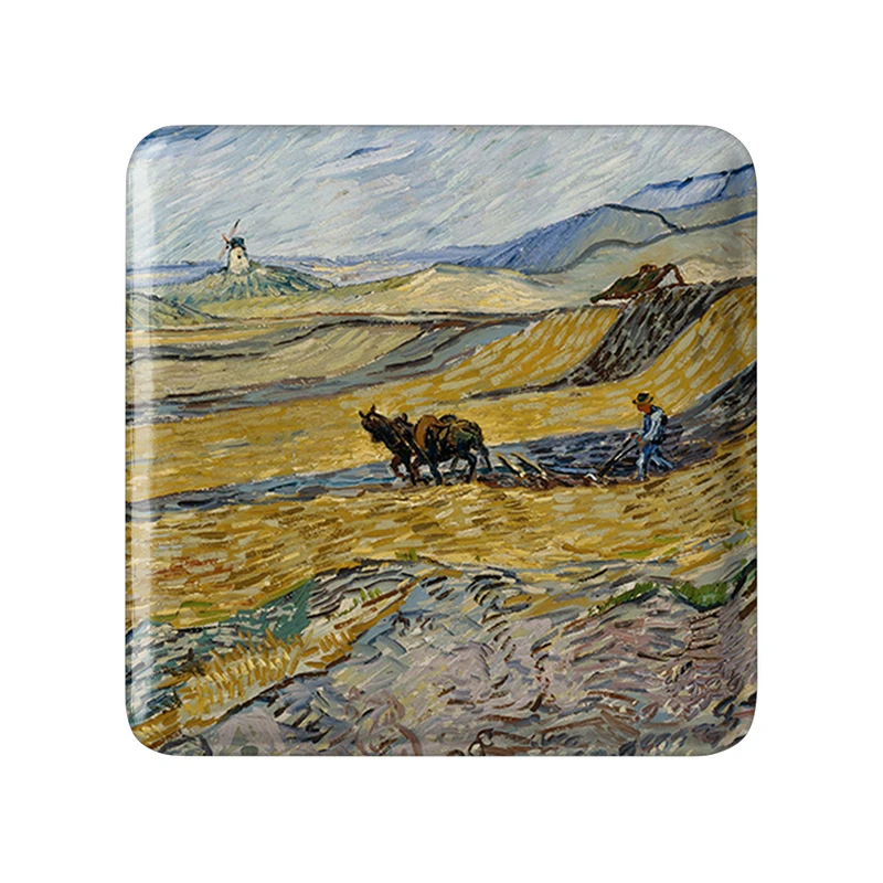 مگنت خندالو طرح شخم زدن مزرعه ونسان ونگوگ (Van Gogh) مدل مربعی کد 36789