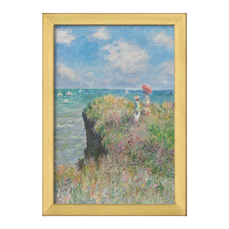 تابلو خندالو طرح گردش بر روی صخره‌های پورویل کلود مونه کد 36844