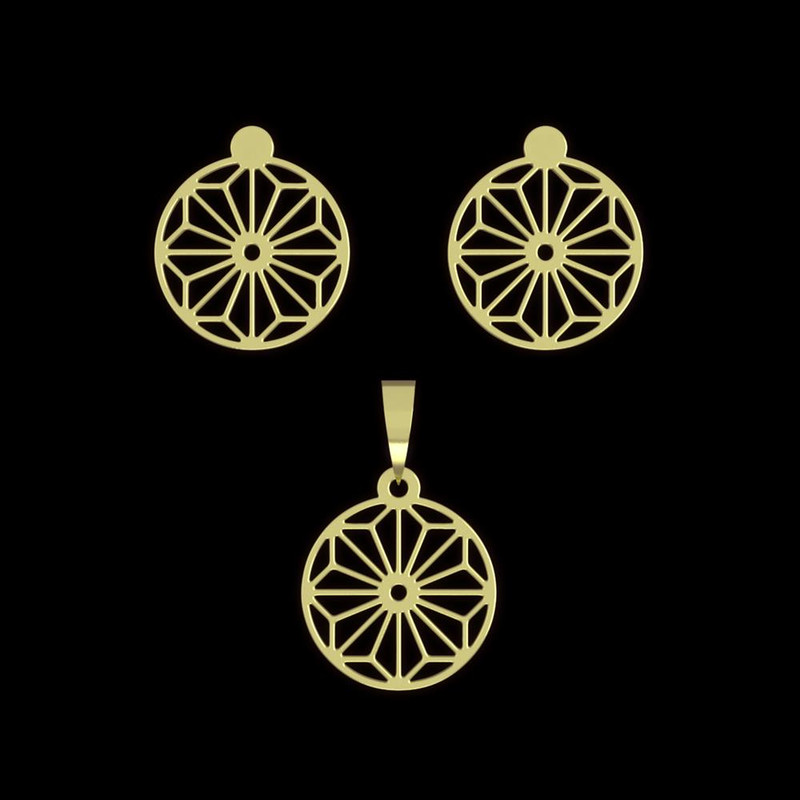 نیم ست طلا 18 عیار زنانه مدوپد مدل خورشید هندسی کد NA11816